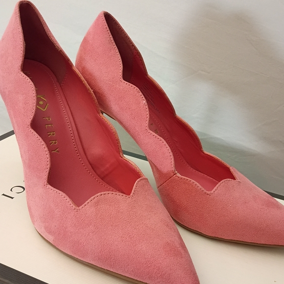 Katy Perry Collections Shoes - Katy Perry The Dina Microsuede Pink Scalloped  Pointed Toe Pumps 6.5